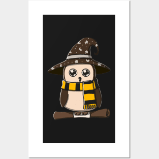 Cute Brown Owl In Witch Costume Posters and Art